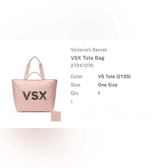 Victoria’s Secret VSX Tote Bag Pink Large Gym Travel Carryall NWT Logo Bag - Picture 5 of 11